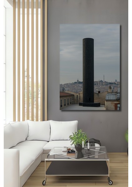 Istanbul Silüeti Minimalist Kule Yağlı Boya Görünümlü Dekoratif Ahşap Ev/işyeri/ofis Kare Tablo