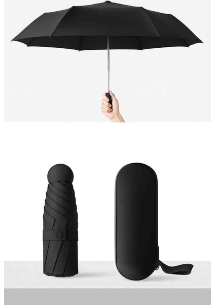 Manuel Mini Kapsül Şemsiye Katlanabilir Unisex Su Geçirmez Rüzgar Dayanıklı Şık ve Modern Tasarım Kutu Kılıflı