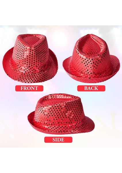 Nessiworld Disko Star Kırmızı Payetli Fötr Şapka Yetişkin Boy