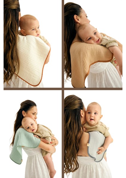 Emici Pamuklu 4’lü Müslin Bebek Omuz ve Ter Bezi Seti