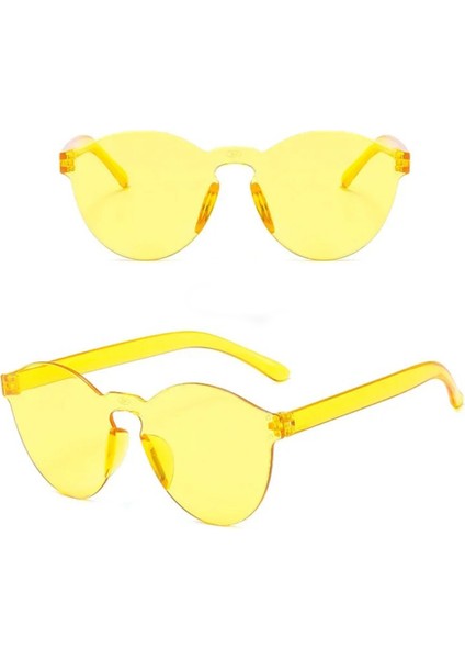 Nessiworld Sert Mika Oval Şekilli Çerçevesiz Sarı Gözlük Retro Parti 5X14 cm fiyatları