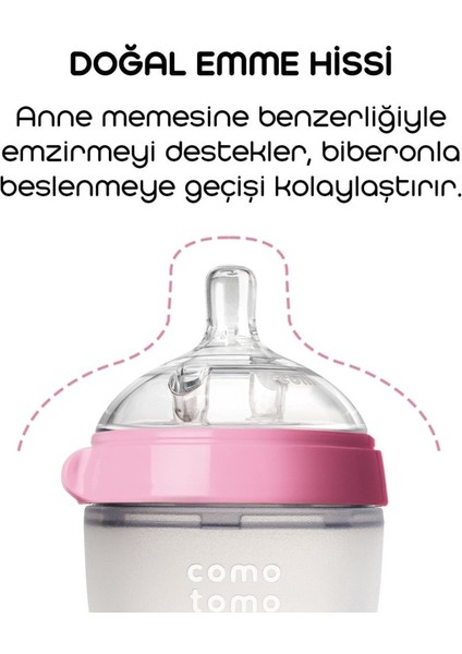 Nessiworld Comotomo Antikolik Silikon Biberon 150 ml 0-3 Ay Pembe fiyatları