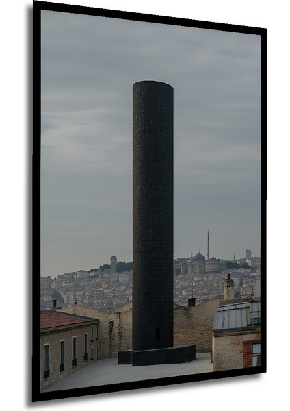 Çerçeve Görünümlü Istanbul Silüeti Minimalist Kule Yağlı Boya Görünümlü Ahşap Ofis Kare Tablo modelleri