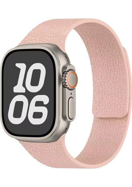 Apple Watch 11-10 42MM 9 8 7 41MM Se 6 5 4 40 2 3 38MM Uyumlu Manyetik Silikon Deri Dokulu Kordon modelleri