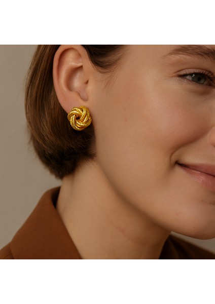 Özel Tasarımı Altın Gül Küpe