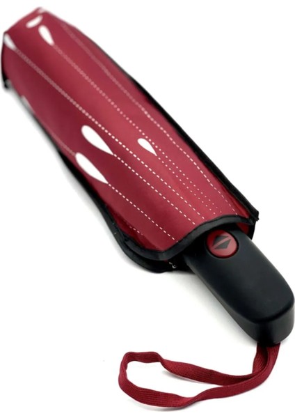 Yağmur Damlası Desenli Tam Otomatik Lux Kadın Şemsiyesi Bordo fiyatları