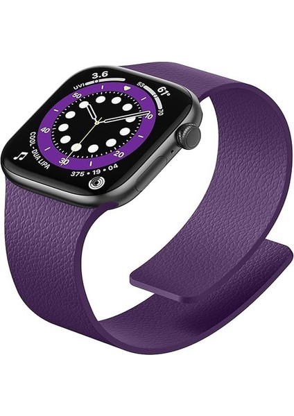 Apple Watch 11-10 42MM 9 8 7 41MM Se 6 5 4 40 2 3 38MM Uyumlu Manyetik Silikon Deri Dokulu Kordon