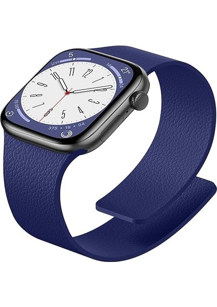 Apple Watch 11-10 42MM 9 8 7 41MM Se 6 5 4 40 2 3 38MM Uyumlu Manyetik Silikon Deri Dokulu Kordon