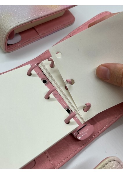 Mini Boy Sarı Pembe Tonları Mıknatıslı Pu Deri Kapaklı Sürdürülebilir Ajanda/ Planner/ Binder Defter – 160 Sayfa (Çizgisiz, Değiştirilebilir Sayfa) modelleri