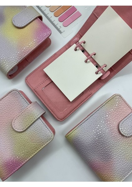 Mini Boy Sarı Pembe Tonları Mıknatıslı Pu Deri Kapaklı Sürdürülebilir Ajanda/ Planner/ Binder Defter – 160 Sayfa (Çizgisiz, Değiştirilebilir Sayfa) indirimleri