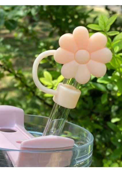 1 Adet Renkli 10 mm Için Pipet Tıpası Çiçekli Pipet Kapağı Quencher Pipet Tıpası 40 Oz ve 30 Oz Uyumlu