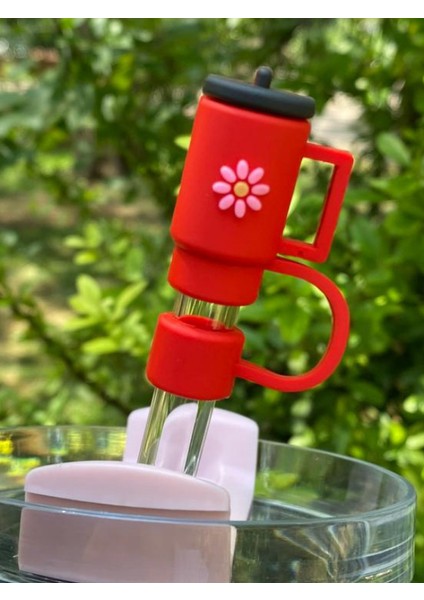 1 Adet Renkli 10 mm Için Pipet Tıpası Çiçekli Pipet Kapağı Quencher Pipet Tıpası 40 Oz ve 30 Oz Uyumlu