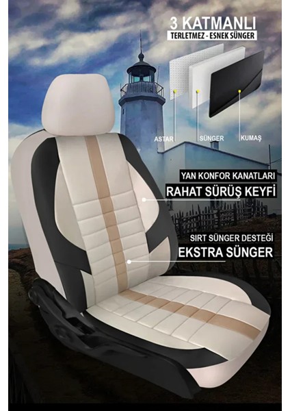 Fiat Tempra S.w. (159) 1.6 I.e. (159.AE) (78 Hp) 1990 Uyumlu Velür Serisi Serisi Bej Oto Kılıfı Tam Set fırsatları