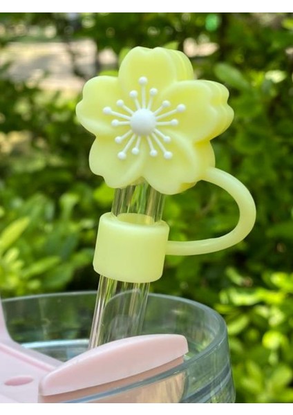 1 Adet Renkli 10 mm Için Pipet Tıpası Çiçekli Pipet Kapağı Quencher Pipet Tıpası 40 Oz ve 30 Oz Uyumlu