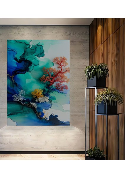 Çerçeve Görünümlü Hızlı Koşan At Soyut Sanat Yağlı Boya Görünümlü Ahşap Ofis Kare Tablo