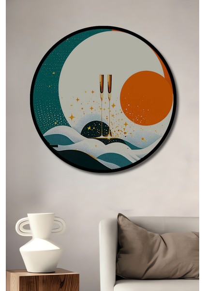 Çerçeve Görünümlü Gökyüzünde Yükselen Şahin Yağlı Boya Görünümlü Dekoratif Ahşap Ofis Kare Tablo