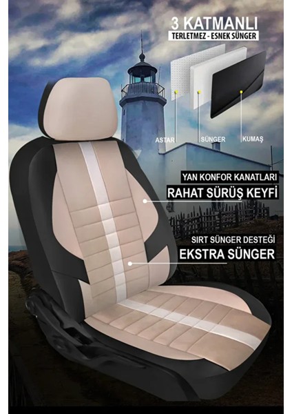 Kartal Doğan Tofaş Uyumlu Velür Serisi Serisi Krem Oto Kılıfı Tam Set fırsatları