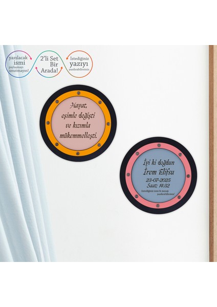 Eşime ve Kızımıza Özel Tasarım, Isim Yazılabilen Bebek Odasına Uygun, Nitelikli Hediyelik Duvar Süsü