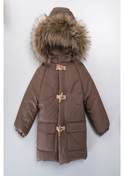 Trend Yeni Sezon Çoban Düğmeli Fermuarlı Kapüşonu Varaklı Kapitone Kışlık Kaban-Mont