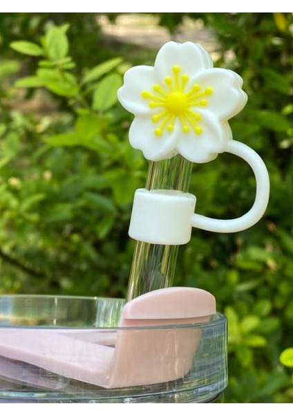 1 Adet Renkli 10 mm Için Pipet Tıpası Çiçekli Pipet Kapağı Quencher Pipet Tıpası 40 Oz ve 30 Oz Uyumlu