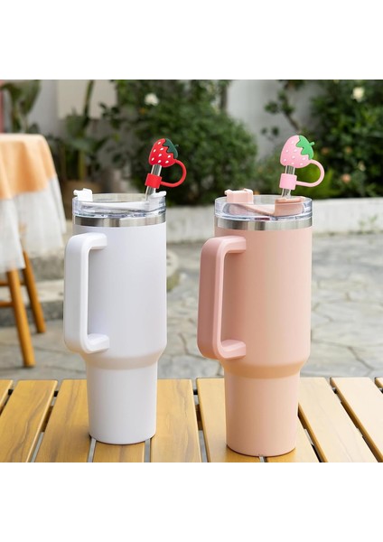 1 Adet Renkli 10 mm Için Pipet Tıpası Çiçekli Pipet Kapağı Quencher Pipet Tıpası 40 Oz ve 30 Oz Uyumlu