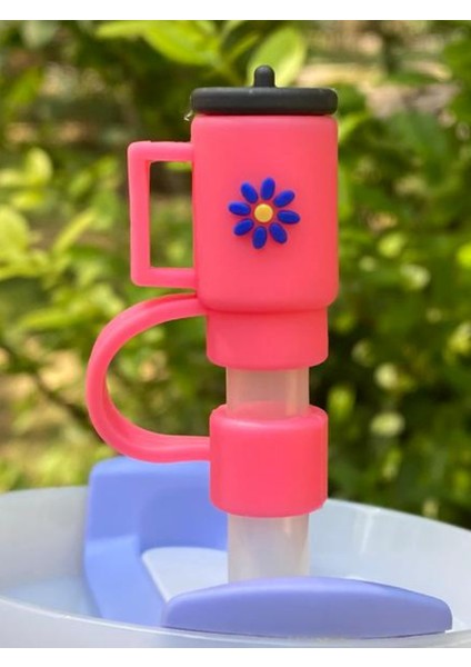 1 Adet Renkli 10 mm Için Pipet Tıpası Çiçekli Pipet Kapağı Quencher Pipet Tıpası 40 Oz ve 30 Oz Uyumlu