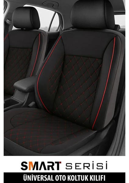 Lada Priora I Combi (Facelift 2013) 1.6 (98 Hp) 2014 Uyumlu Smrt Serisi Tay Tüyü Siyah-Kırmızı Oto Kılıfı Tam Set