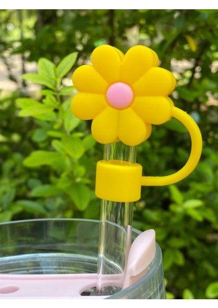 1 Adet Renkli 10 mm Için Pipet Tıpası Çiçekli Pipet Kapağı Quencher Pipet Tıpası 40 Oz ve 30 Oz Uyumlu