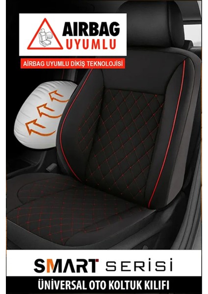 Fiat Doblo (Facelift 2015) 2.0 (135 Hp) Multijet 2017 Uyumlu Smrt Serisi Tay Tüyü Siyah-Kırmızı Oto Kılıfı Tam Set modelleri