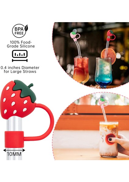 1 Adet Renkli 10 mm Için Pipet Tıpası Çiçekli Pipet Kapağı Quencher Pipet Tıpası 40 Oz ve 30 Oz Uyumlu