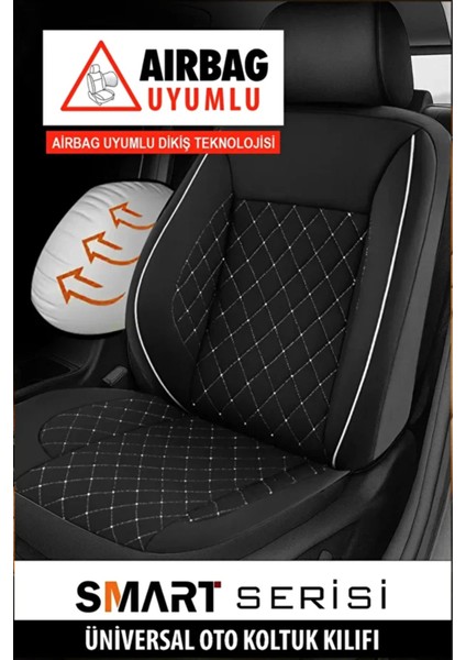 Skoda Rapid 1.4 Tdi Cr 90 Green Tec Ambition Dsg 2019 Uyumlu Smrt Serisi Tay Tüyü Siyah-Beyaz Oto Kılıfı Tam Set modelleri