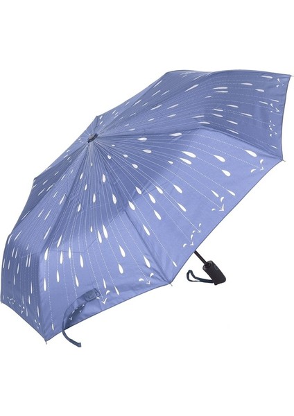 Yağmur Damlası Desenli Tam Otomatik Lux Kadın Şemsiyesi Mavi modelleri