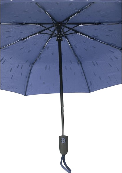 Yağmur Damlası Desenli Tam Otomatik Lux Kadın Şemsiyesi Mavi indirimleri