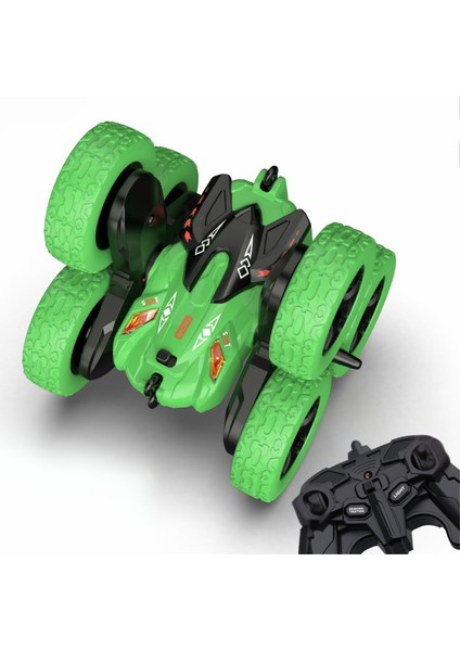 Uzaktan Kumandalı Full Fonksiyon Şarjlı 6 Teker Akrobat Oyuncak Araba Mavi ve Yeşil Renk