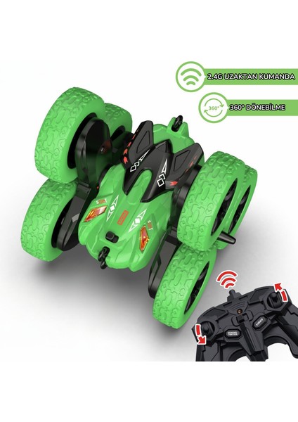 Uzaktan Kumandalı Full Fonksiyon Şarjlı 6 Teker Akrobat Oyuncak Araba Mavi ve Yeşil Renk fiyatları