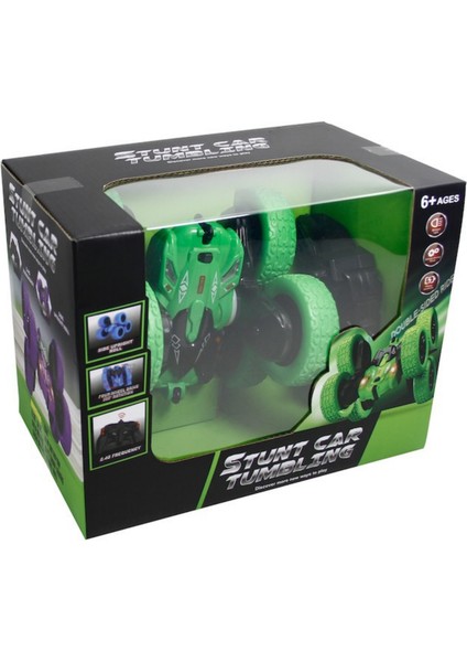 Uzaktan Kumandalı Full Fonksiyon Şarjlı 6 Teker Akrobat Oyuncak Araba Mavi ve Yeşil Renk