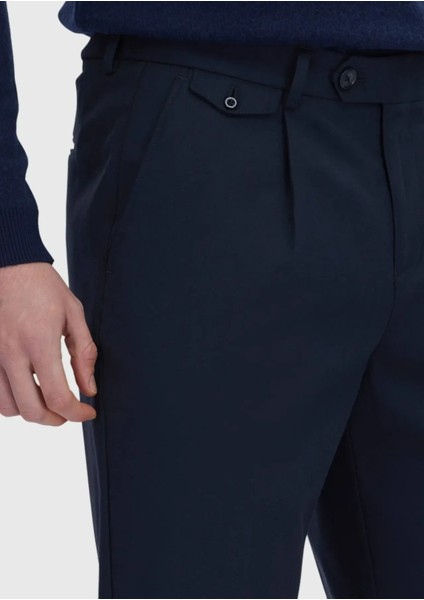 Lacivert Düz Dokuma Regular Fit Casual Yün Karışımlı Pantolon modelleri