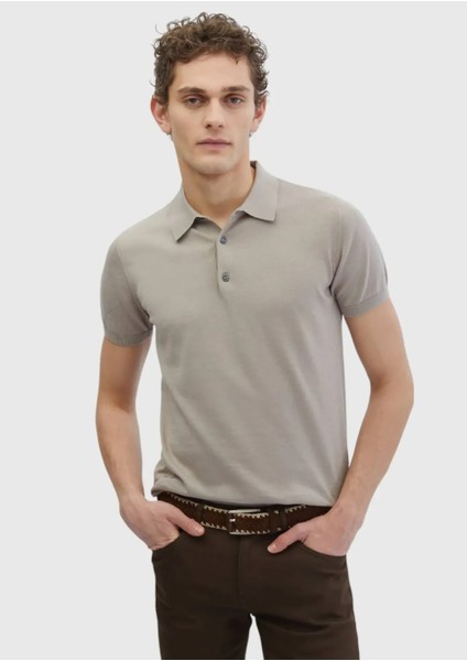 Bej Polo Yaka %100 Pamuk Triko