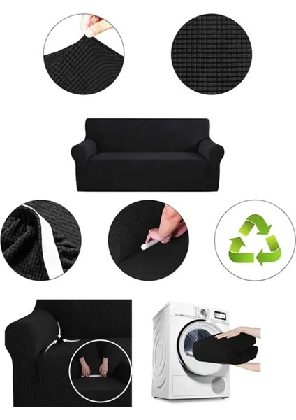 jakar koltuk örtüsü çekyat kılıfı kanepe örtüsü 3lü esnek lastikli çizgili desen