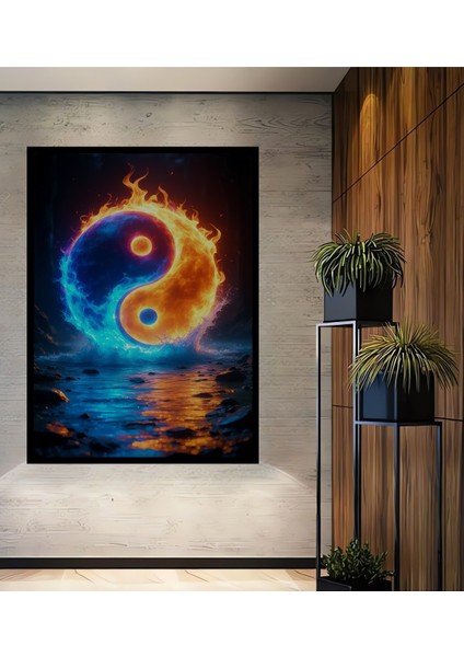 Yağlı Boya Görünümlü Muhteşem Aslan Portresi Dekoratif Ahşap Ev/işyeri/ofis Kare Tablo