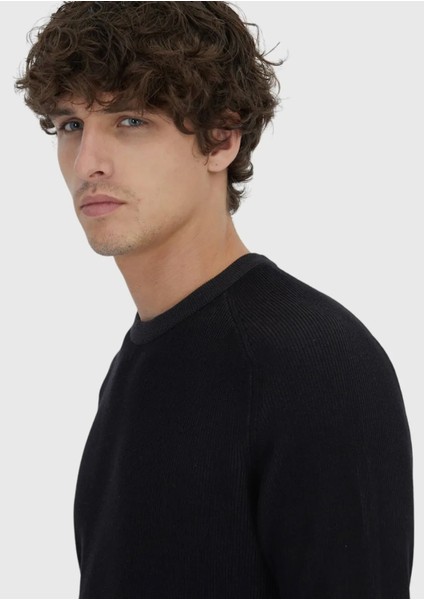 Siyah Bisiklet Yaka Selanik %100 Pamuk Triko Kazak modelleri