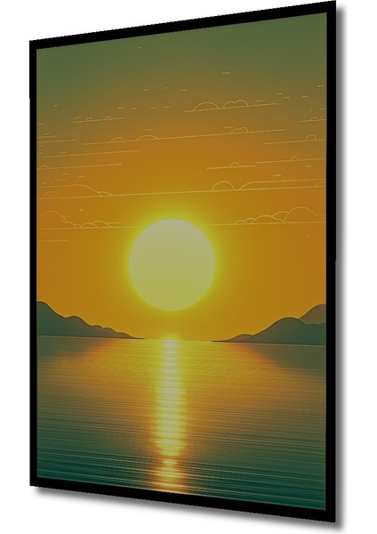 Neon Işıklar Altında Köprü ve Dalgalar Yağlı Boya Görünümlü Dekoratif Ahşap Ev/işyeri/ofis Tablo fiyatları