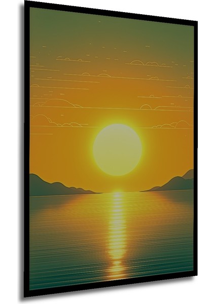 Neon Işıklar Altında Köprü ve Dalgalar Yağlı Boya Görünümlü Dekoratif Ahşap Ev/işyeri/ofis Tablo modelleri