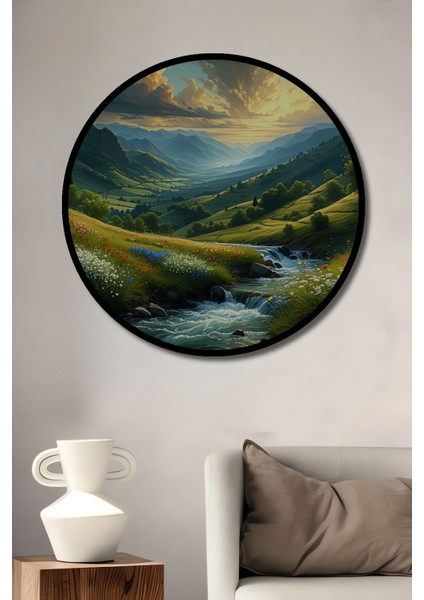 Sulu Boya Görünümlü Kozmik Yıldızlar Dekoratif Ahşap Ev/işyeri/ofis Yuvarlak Tablo