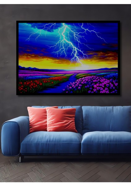 Çerçeve Görünümlü Altın Şehir Merdivenleri Yağlı Boya Görünümlü Dekoratif Ahşap Ofis Kare Tablo