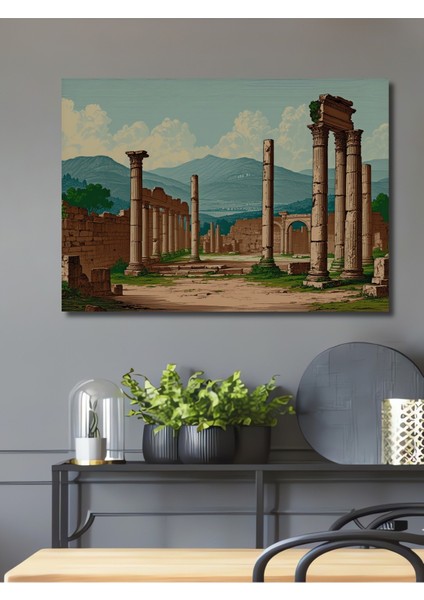 Çerçeve Görünümlü Savaş Alanı Yağlı Boya Görünümlü Dekoratif Ahşap Ev/işyeri/ofis Kare Tablo