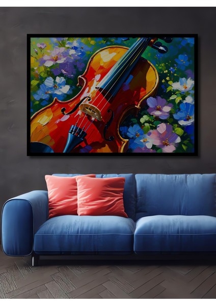 Yeşim Altın Çağlayan Yağlı Boya Görünümlü Dekoratif Ahşap Ev/işyeri/ofis Kare Tablo