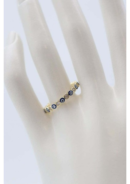 Shesra Aurora Çelik Yüzük Sarı Nazar Boncuklu 14 K-10492 fırsatları
