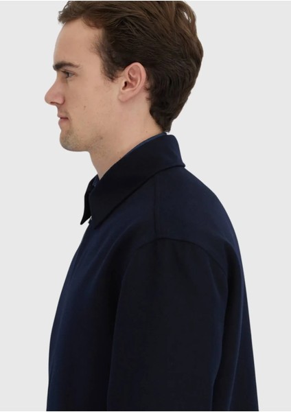 Lacivert Regular Fit Gömlek Yaka Casual Dokuma Mont fırsatları