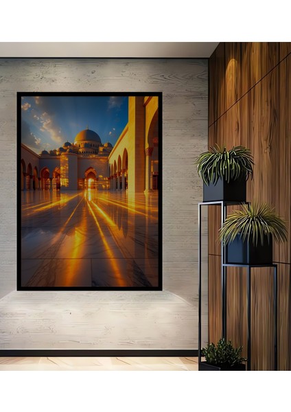 Çerçeve Görünümlü Renkli Evler Kara Kalem Görünümlü Dekoratif Ahşap Ev/işyeri/ofis Kare Tablo